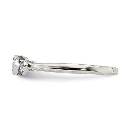 Sterlingsilber Rhodiniert Poliert Blautopas /white Topas Ring
