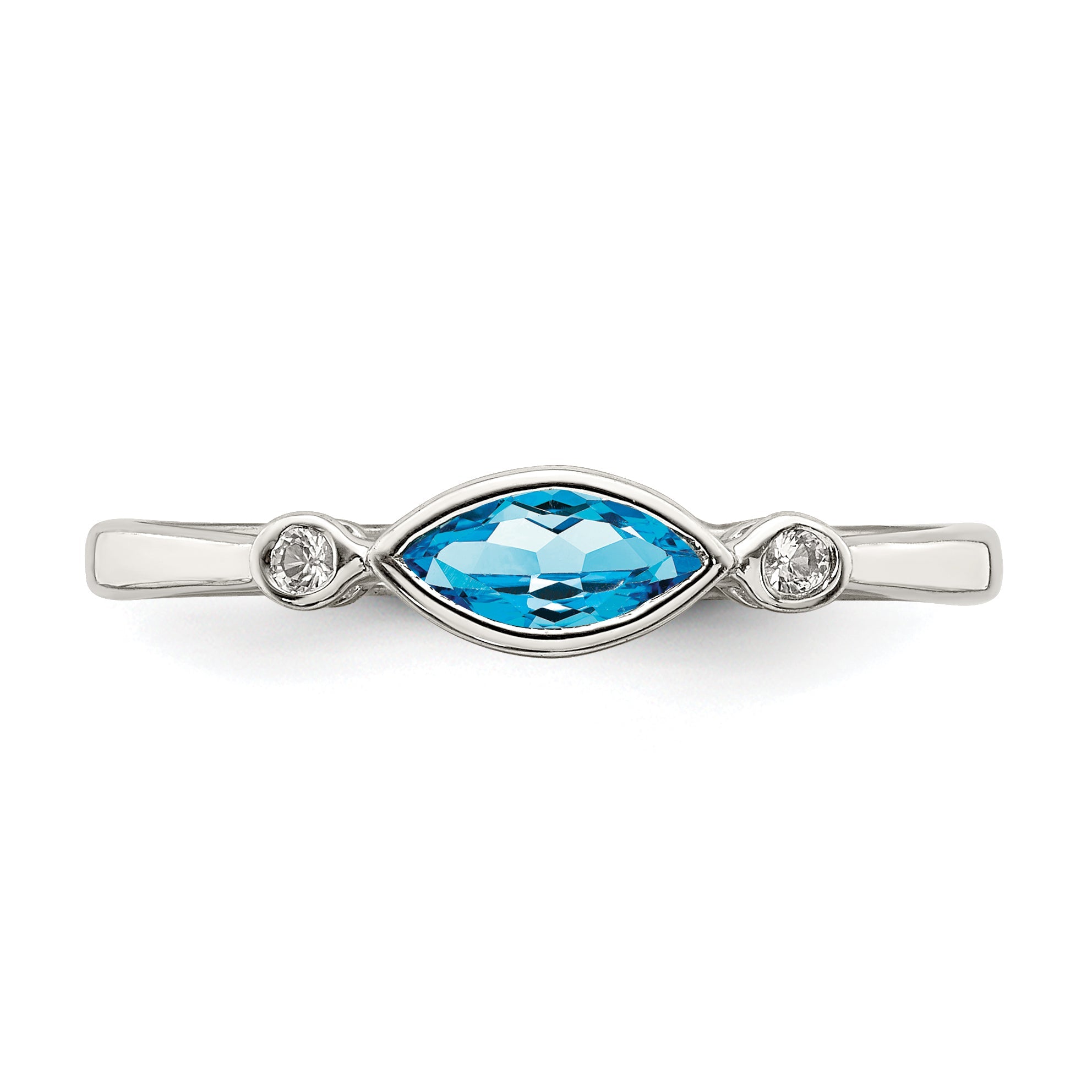 Sterlingsilber Rhodiniert Poliert Blautopas /white Topas Ring