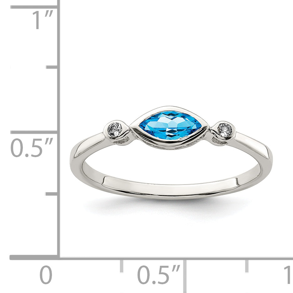 Sterlingsilber Rhodiniert Poliert Blautopas /white Topas Ring
