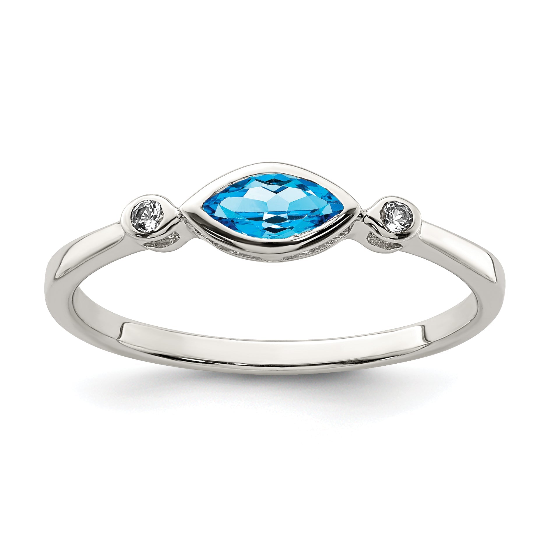 Sterlingsilber Rhodiniert Poliert Blautopas /white Topas Ring