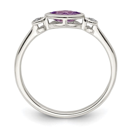 Sterlingsilber Rhodiniert Poliert Amethyst/white Topas Ring