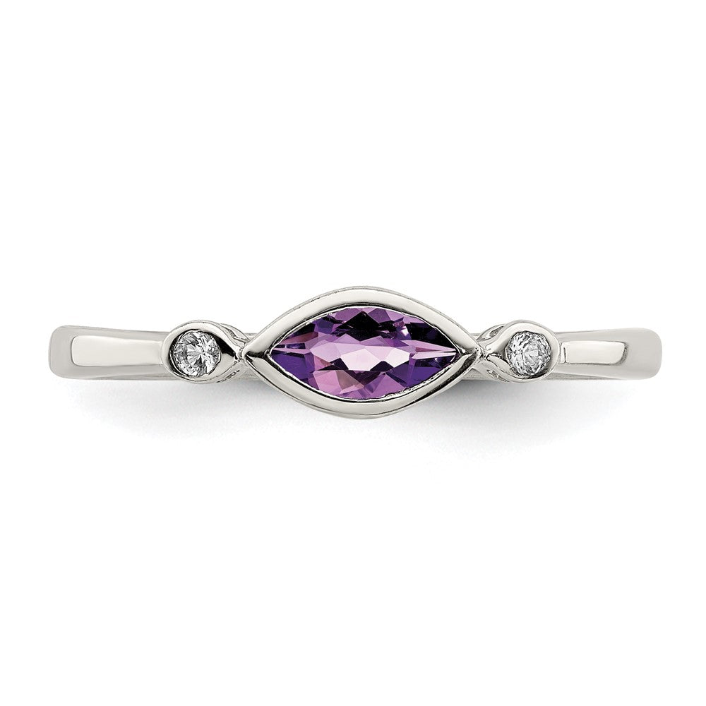 Sterlingsilber Rhodiniert Poliert Amethyst/white Topas Ring