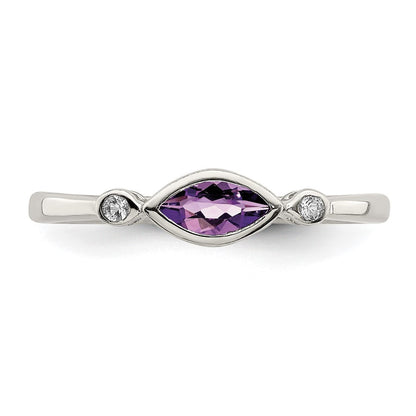 Sterlingsilber Rhodiniert Poliert Amethyst/white Topas Ring