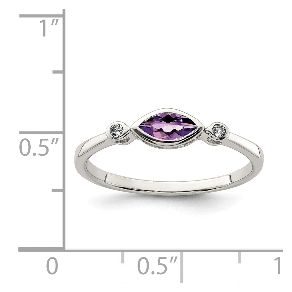 Sterlingsilber Rhodiniert Poliert Amethyst/white Topas Ring