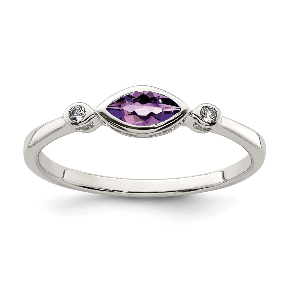 Sterlingsilber Rhodiniert Poliert Amethyst/white Topas Ring