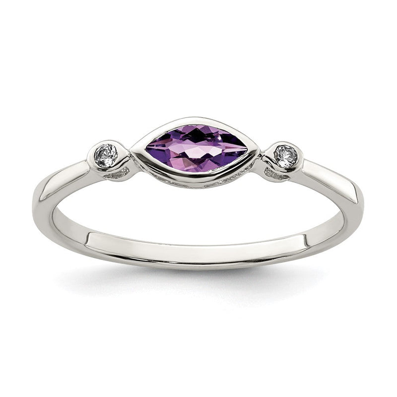 Sterlingsilber Rhodiniert Poliert Amethyst/white Topas Ring