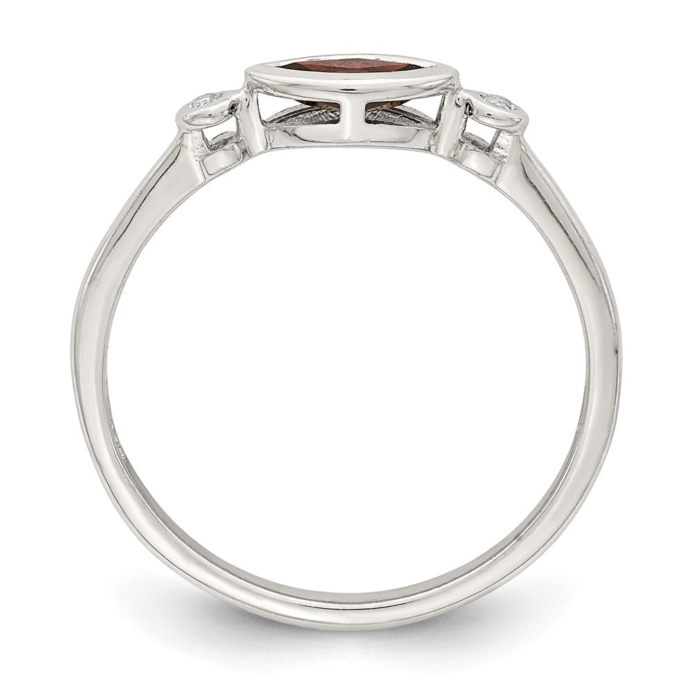 Sterlingsilber Rhodiniert Poliert Granat und Weiß Topas Ring