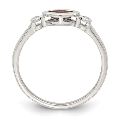 Sterlingsilber Rhodiniert Poliert Granat und Weiß Topas Ring