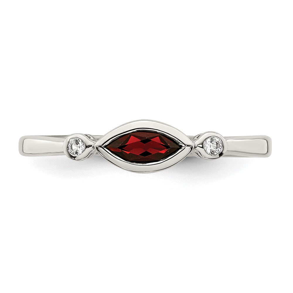 Sterlingsilber Rhodiniert Poliert Granat und Weiß Topas Ring