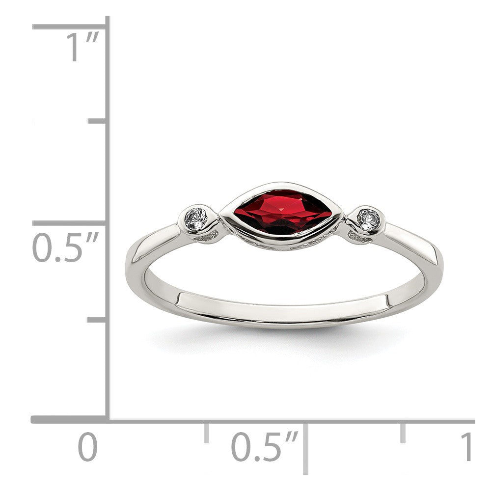 Sterlingsilber Rhodiniert Poliert Granat und Weiß Topas Ring