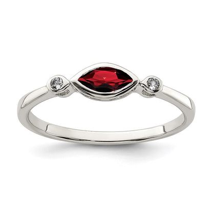 Sterlingsilber Rhodiniert Poliert Granat und Weiß Topas Ring