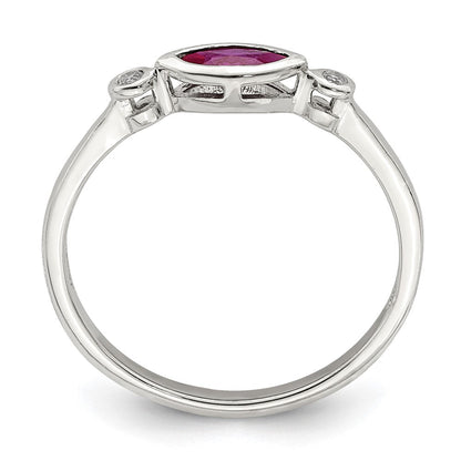 Sterlingsilber Rhodiniert Poliert Erzeugt Rubin und Weiß Topas Ring