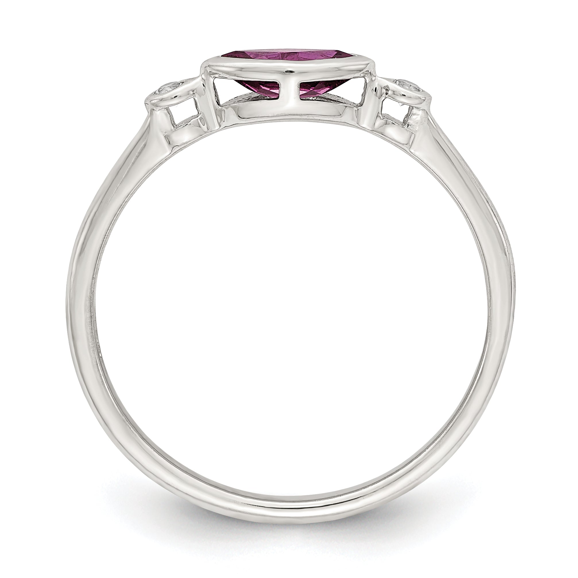 Sterlingsilber Rhodiniert Poliert Rhololite und Weiß Topas Ring