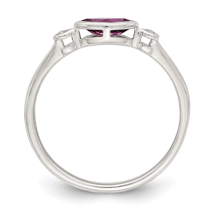 Sterlingsilber Rhodiniert Poliert Rhololite und Weiß Topas Ring