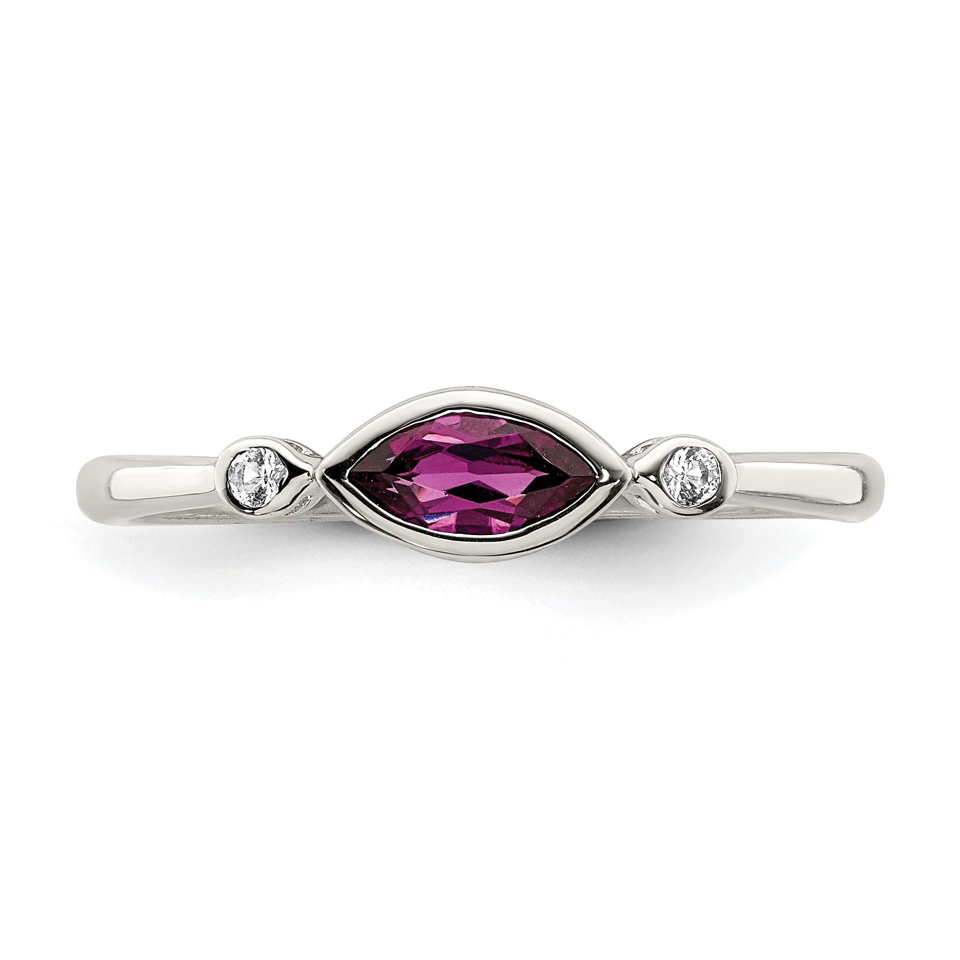 Sterlingsilber Rhodiniert Poliert Rhololite und Weiß Topas Ring
