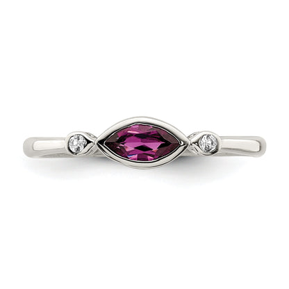 Sterlingsilber Rhodiniert Poliert Rhololite und Weiß Topas Ring