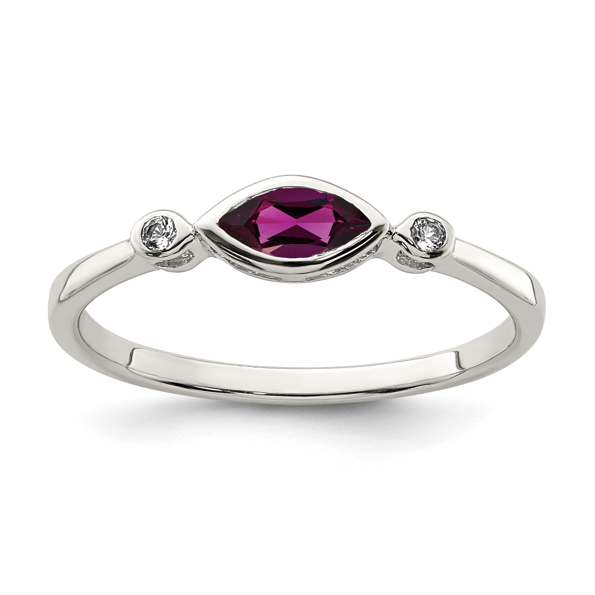 Sterlingsilber Rhodiniert Poliert Rhololite und Weiß Topas Ring