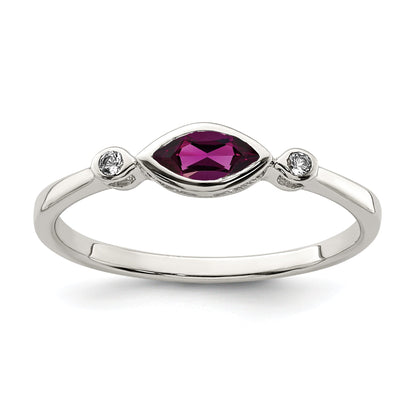 Sterlingsilber Rhodiniert Poliert Rhololite und Weiß Topas Ring