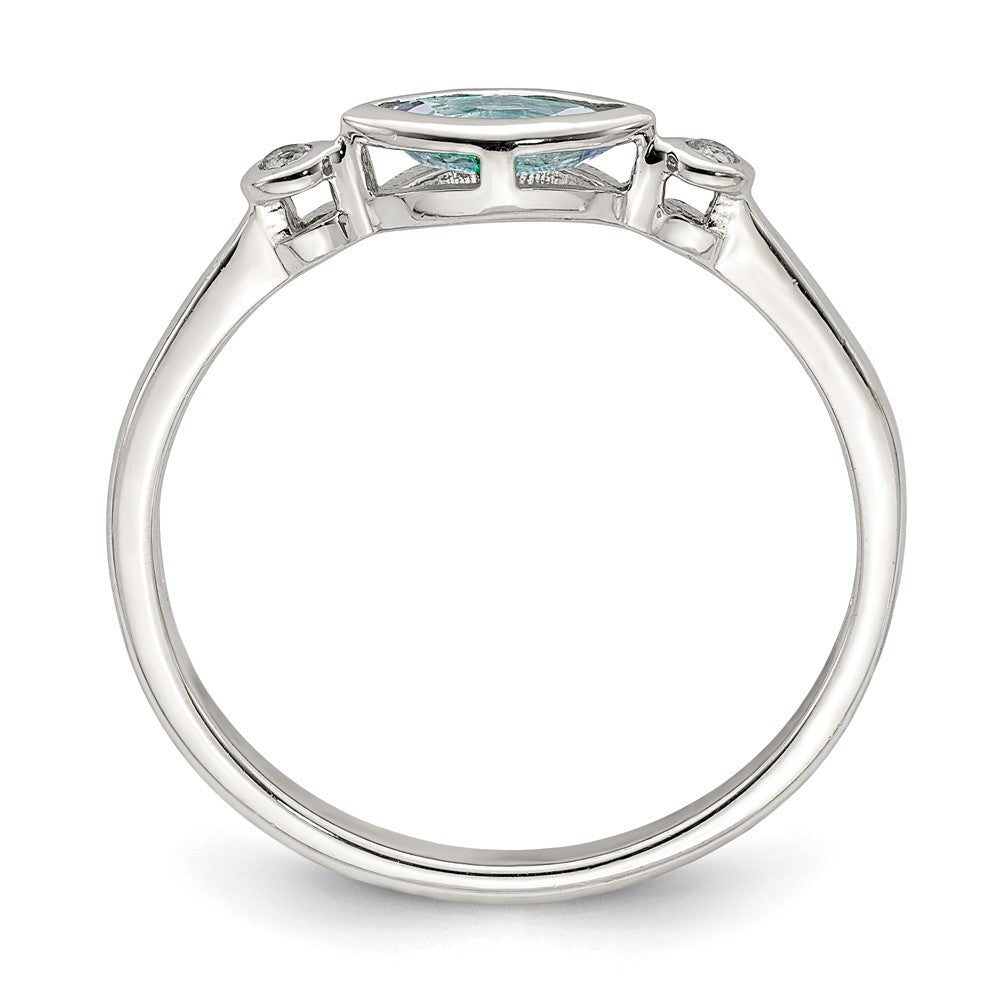 Sterlingsilber Rhodiniert Poliert Aquamarin/white Topas Ring