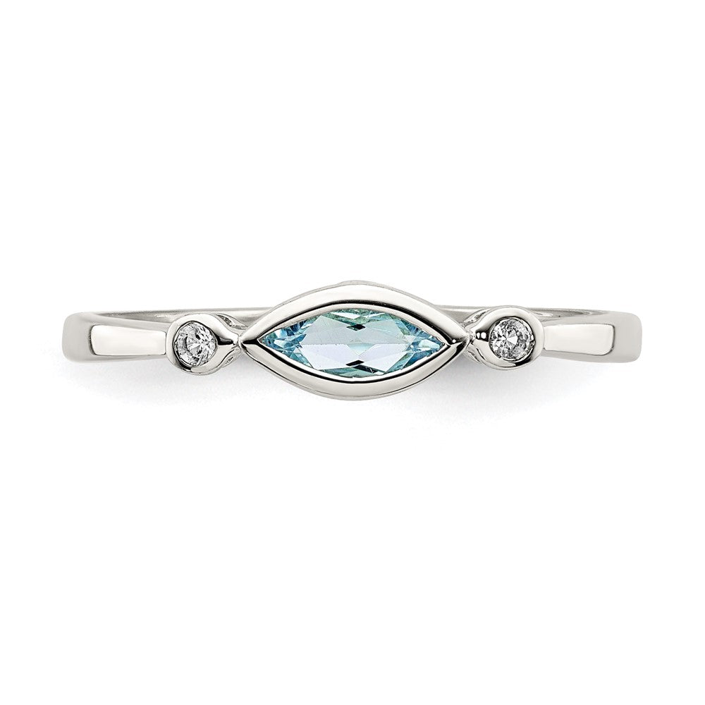 Sterlingsilber Rhodiniert Poliert Aquamarin/white Topas Ring