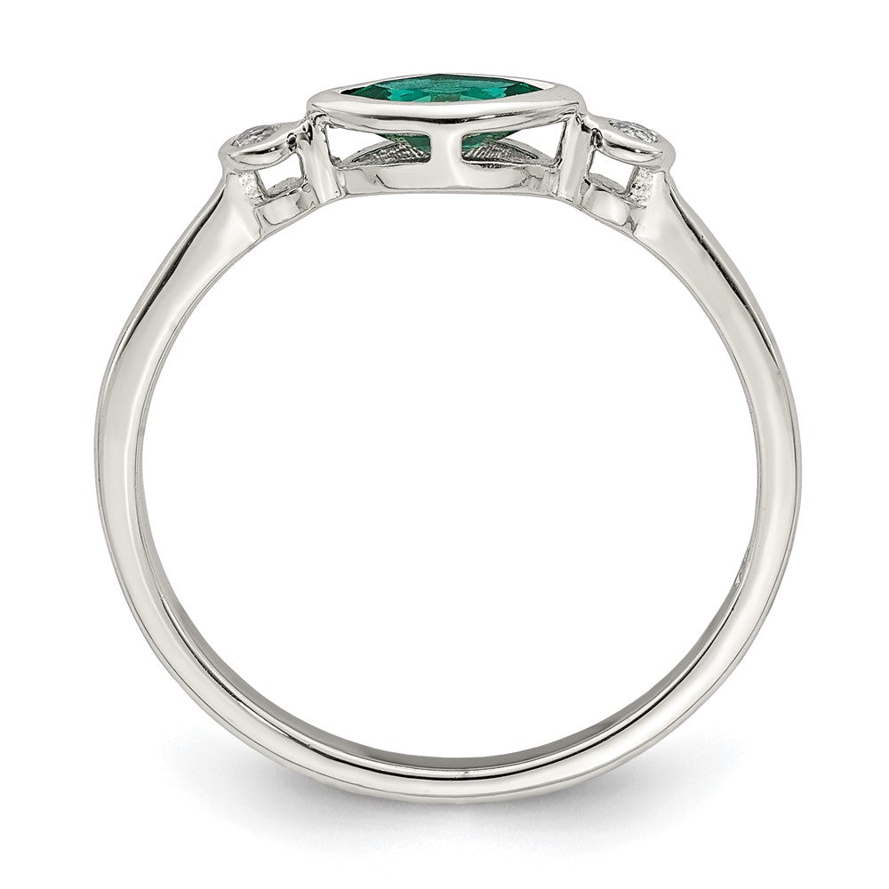 Sterlingsilber Rhod Platd Poliert Erzeugt Smaragd/white Topas Ring