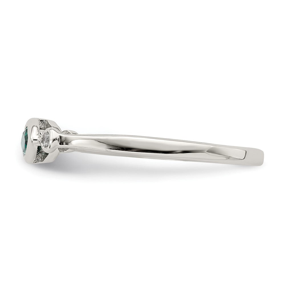 Sterlingsilber Rhod Platd Poliert Erzeugt Smaragd/white Topas Ring