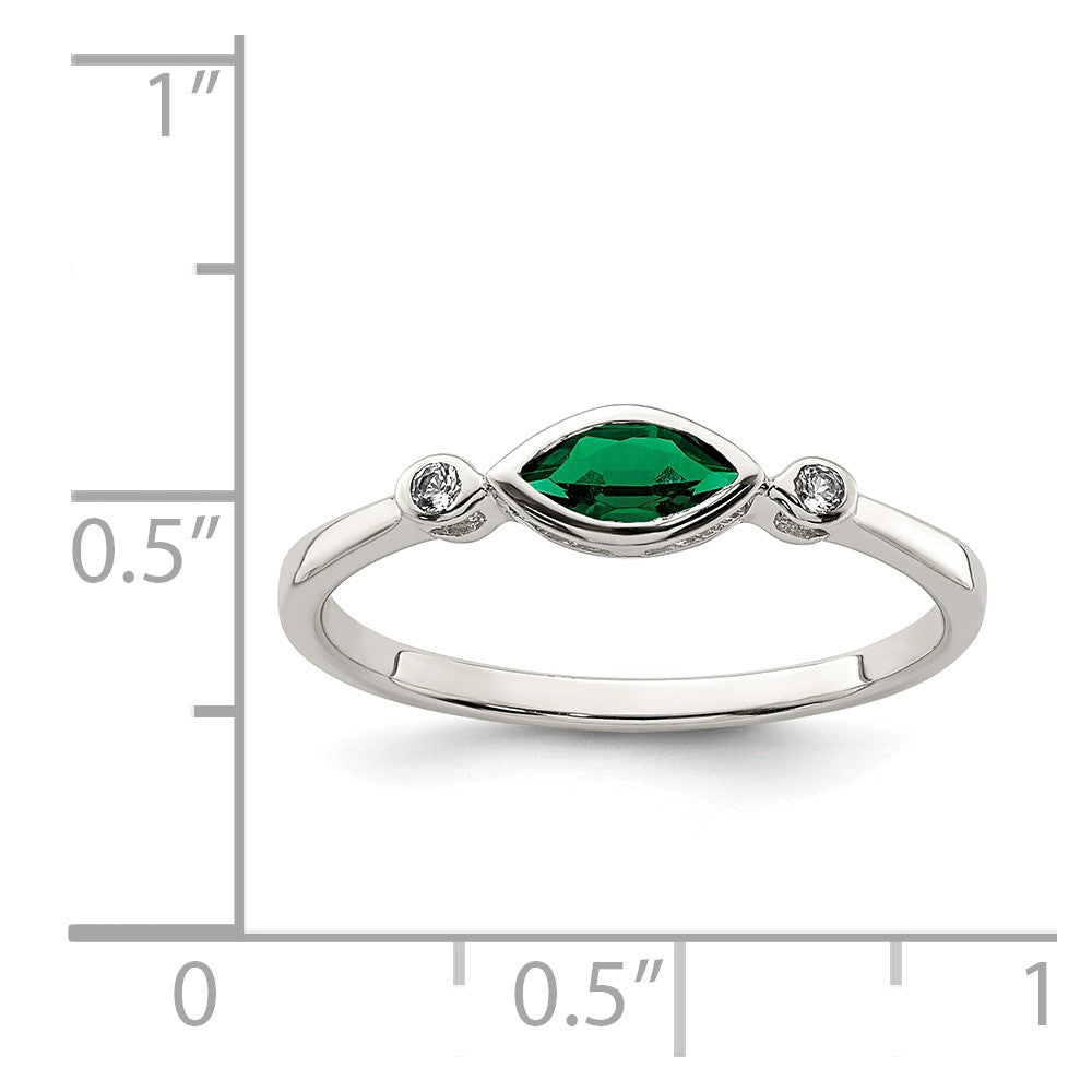 Sterlingsilber Rhod Platd Poliert Erzeugt Smaragd/white Topas Ring