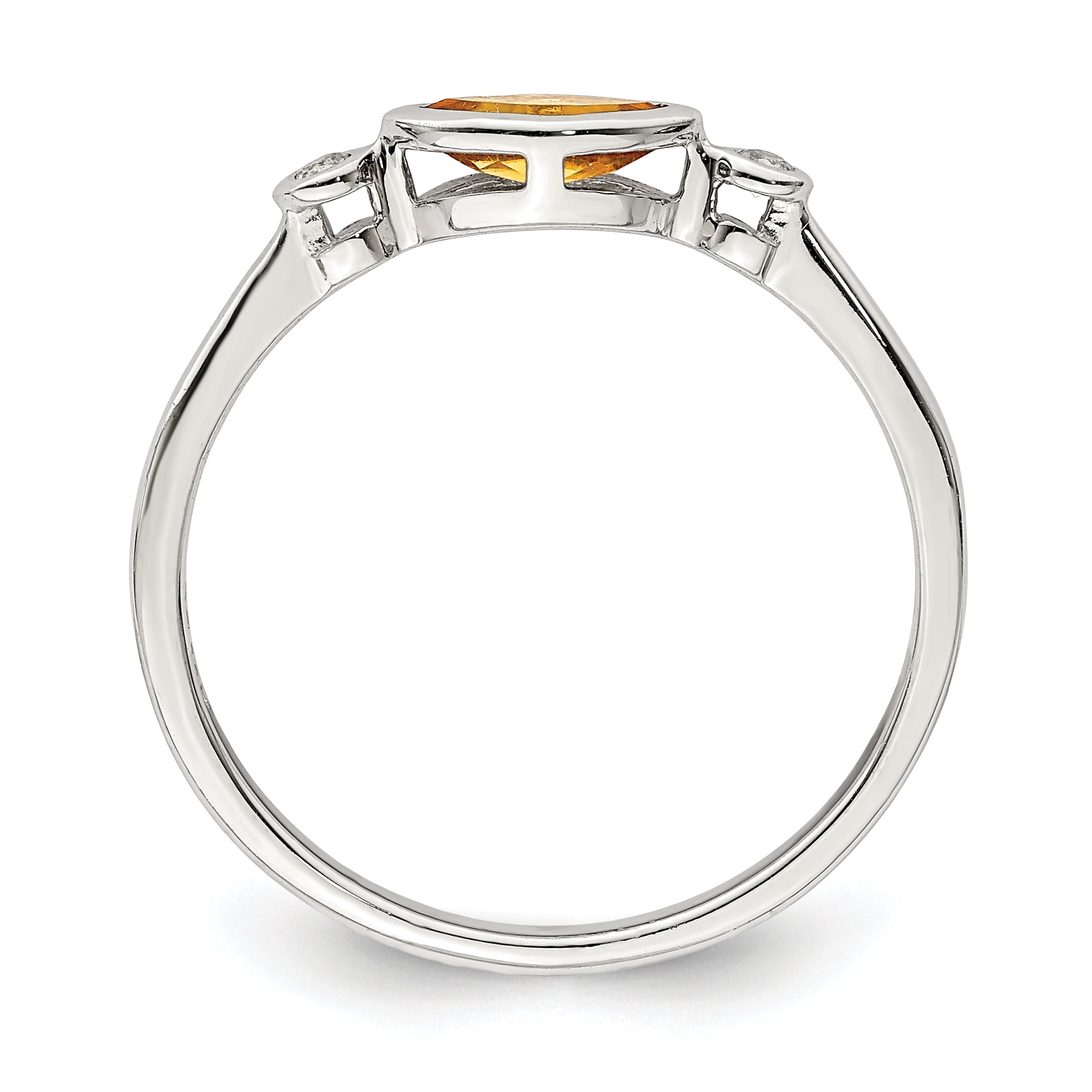 Sterlingsilber Rhodiniert Poliert Citrin und Weiß Topas Ring