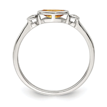 Sterlingsilber Rhodiniert Poliert Citrin und Weiß Topas Ring