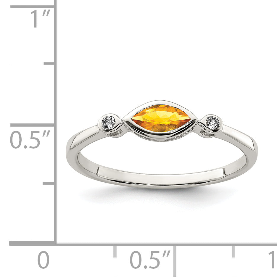 Sterlingsilber Rhodiniert Poliert Citrin und Weiß Topas Ring