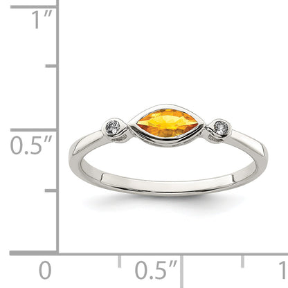 Sterlingsilber Rhodiniert Poliert Citrin und Weiß Topas Ring