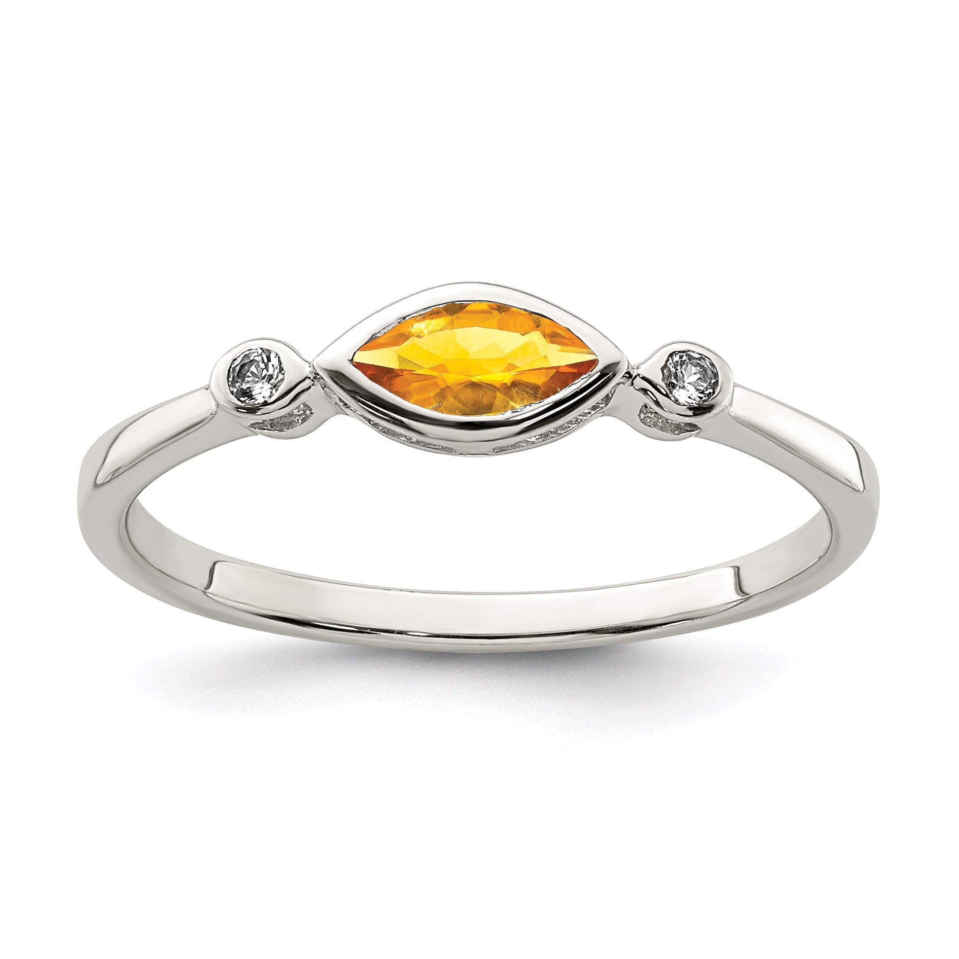 Sterlingsilber Rhodiniert Poliert Citrin und Weiß Topas Ring