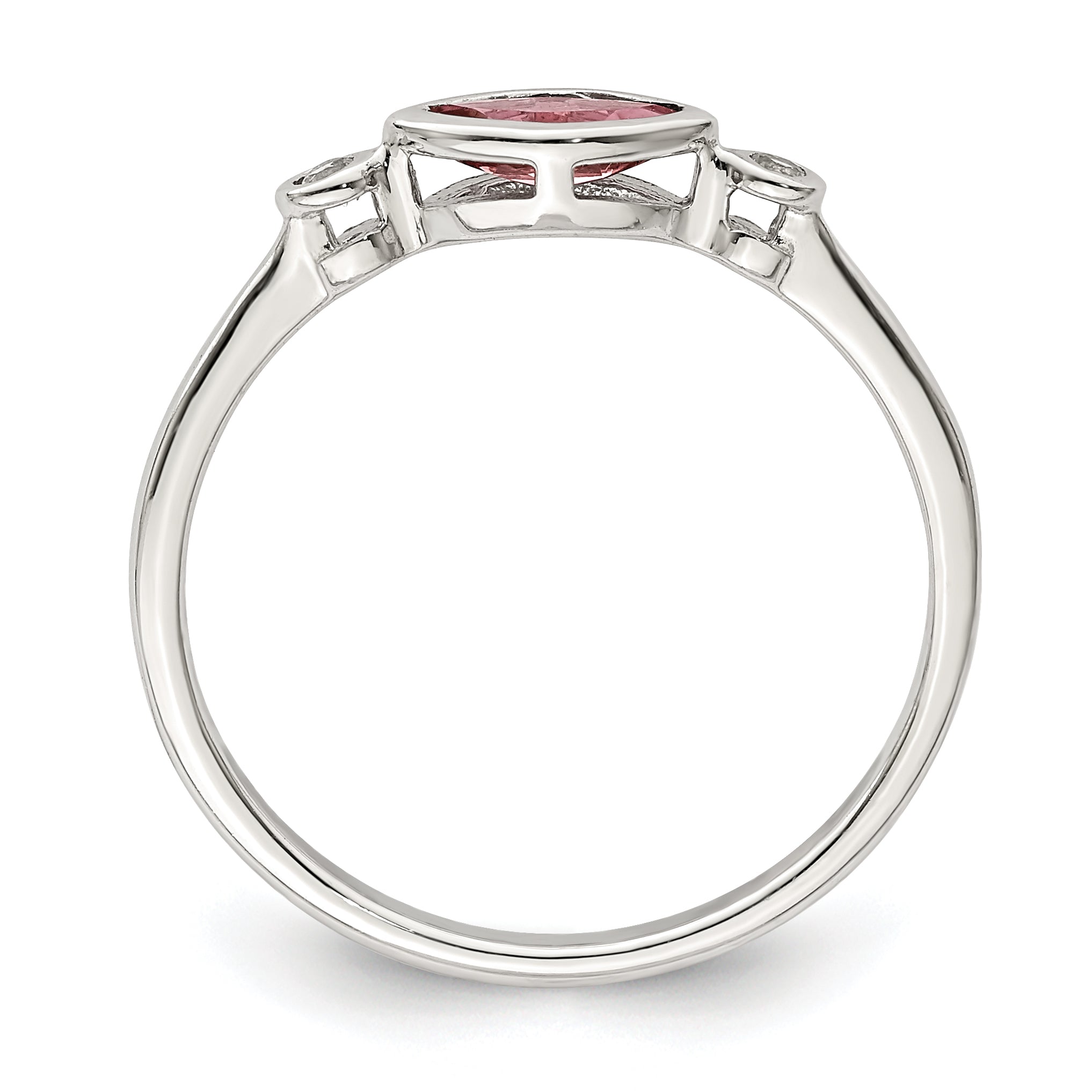 Sterlingsilber Rhodiniert Poliert Rosa Turmalin/ Weiß Topas Ring