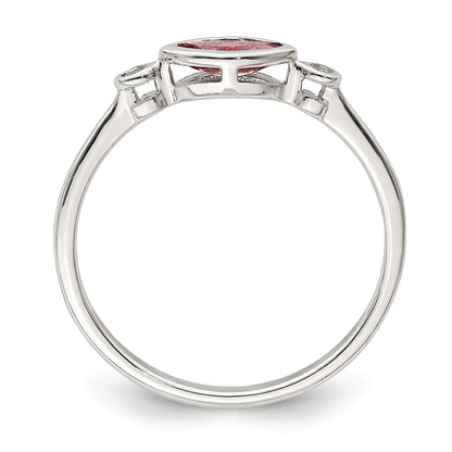 Sterlingsilber Rhodiniert Poliert Rosa Turmalin/ Weiß Topas Ring