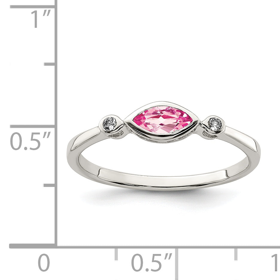 Sterlingsilber Rhodiniert Poliert Rosa Turmalin/ Weiß Topas Ring