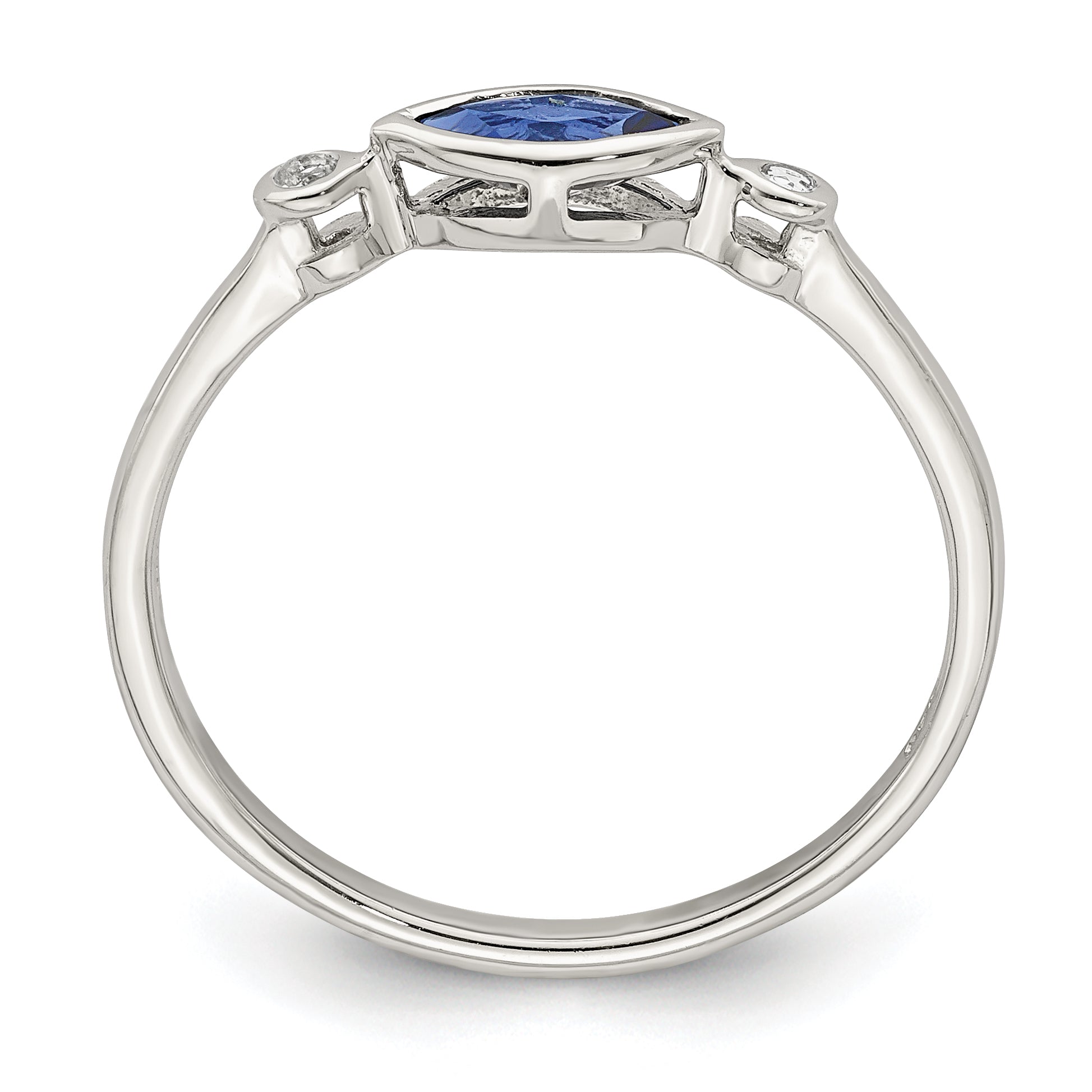 Sterlingsilber Rhodiniert Poliert Erzeugt Saphir/white Topas Ring