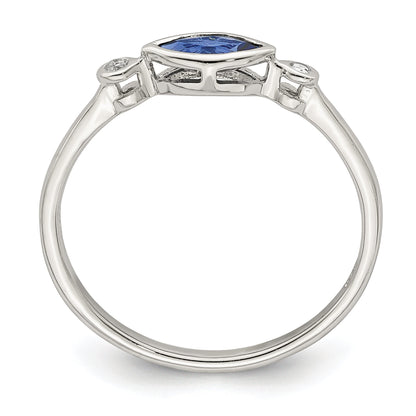 Sterlingsilber Rhodiniert Poliert Erzeugt Saphir/white Topas Ring