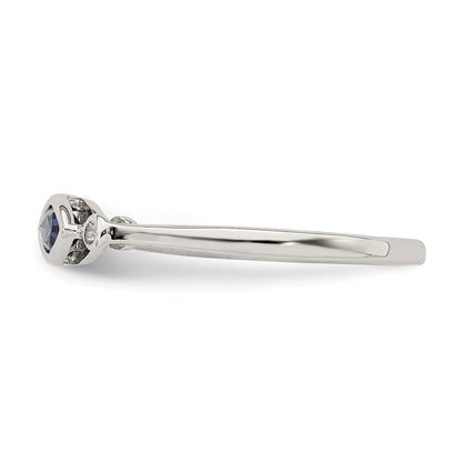 Sterlingsilber Rhodiniert Poliert Erzeugt Saphir/white Topas Ring