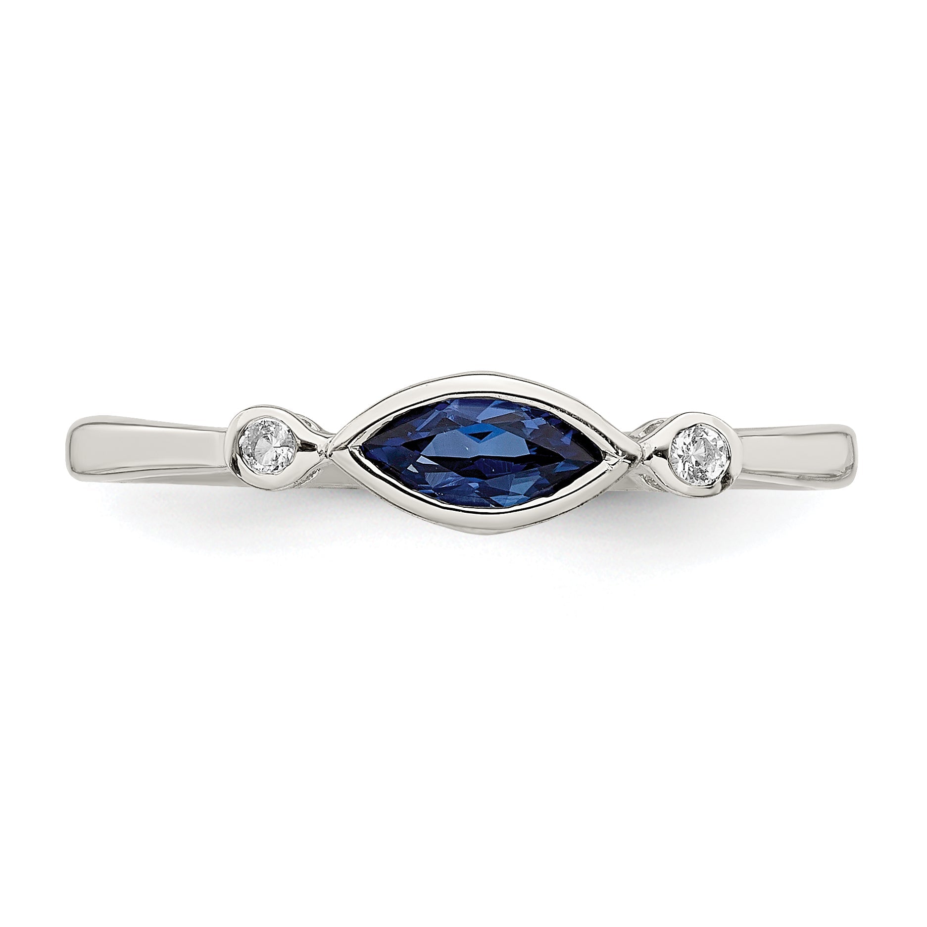 Sterlingsilber Rhodiniert Poliert Erzeugt Saphir/white Topas Ring