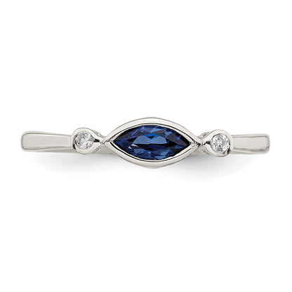 Sterlingsilber Rhodiniert Poliert Erzeugt Saphir/white Topas Ring