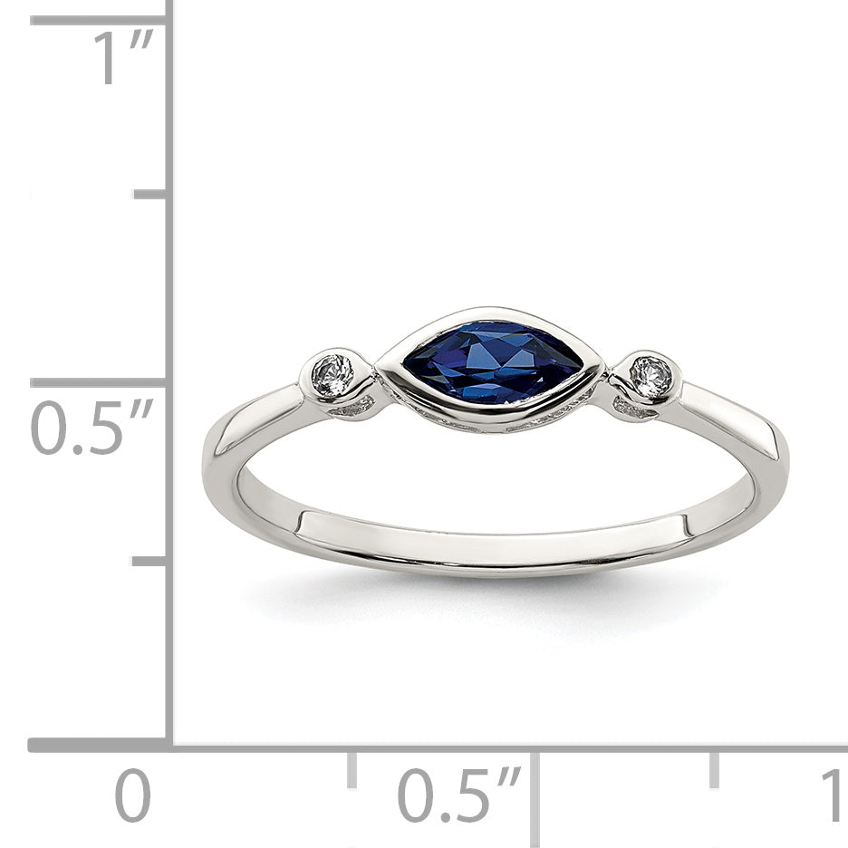 Sterlingsilber Rhodiniert Poliert Erzeugt Saphir/white Topas Ring