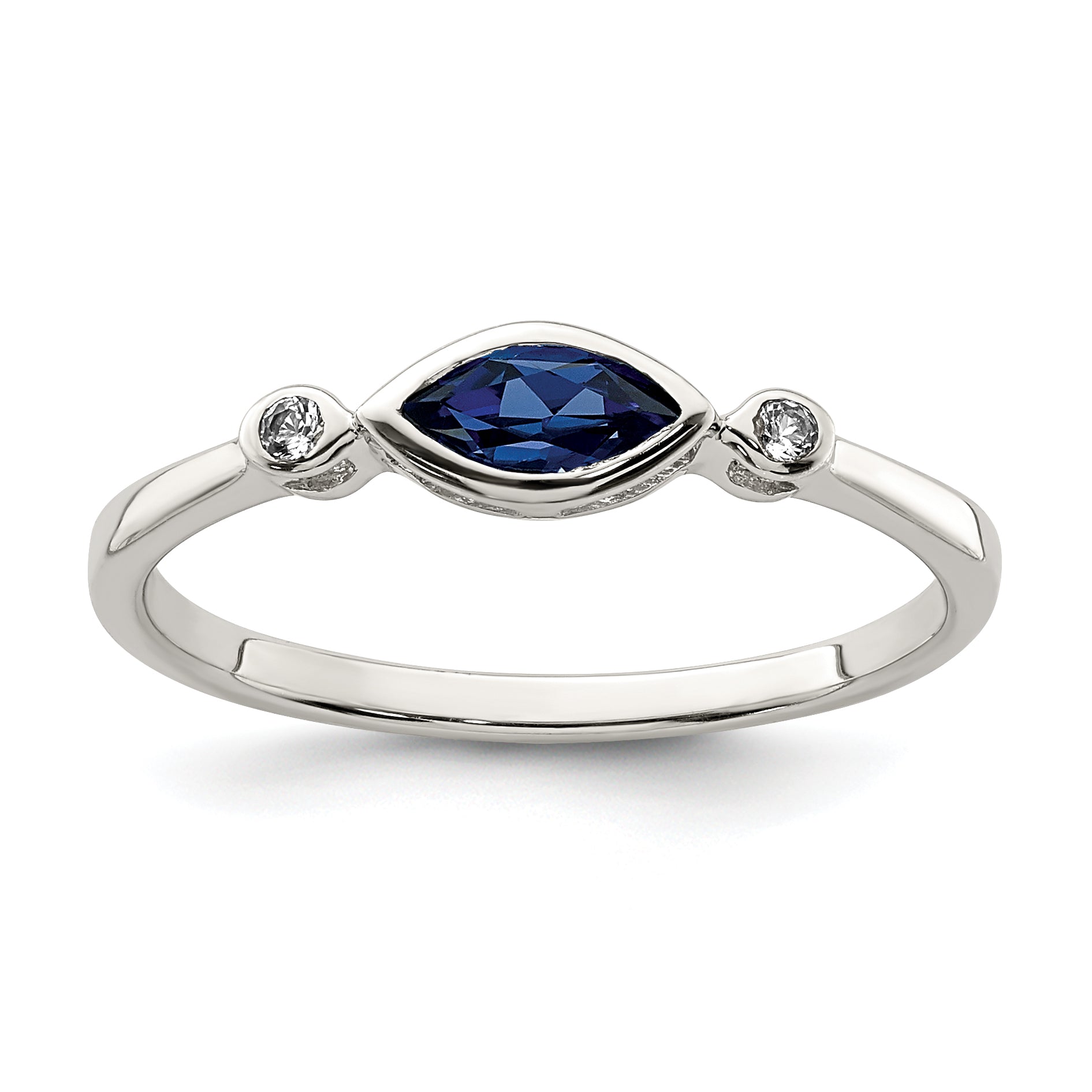Sterlingsilber Rhodiniert Poliert Erzeugt Saphir/white Topas Ring