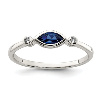 Sterlingsilber Rhodiniert Poliert Erzeugt Saphir/white Topas Ring
