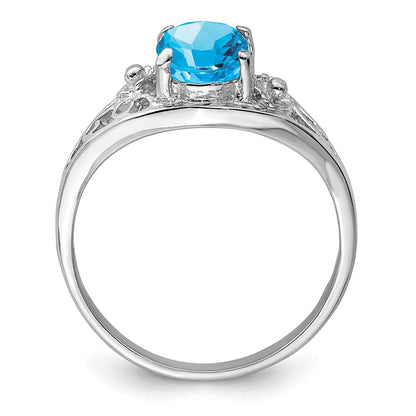 Sterlingsilber Rhodium Blautopas Ring (size 8 Nur)