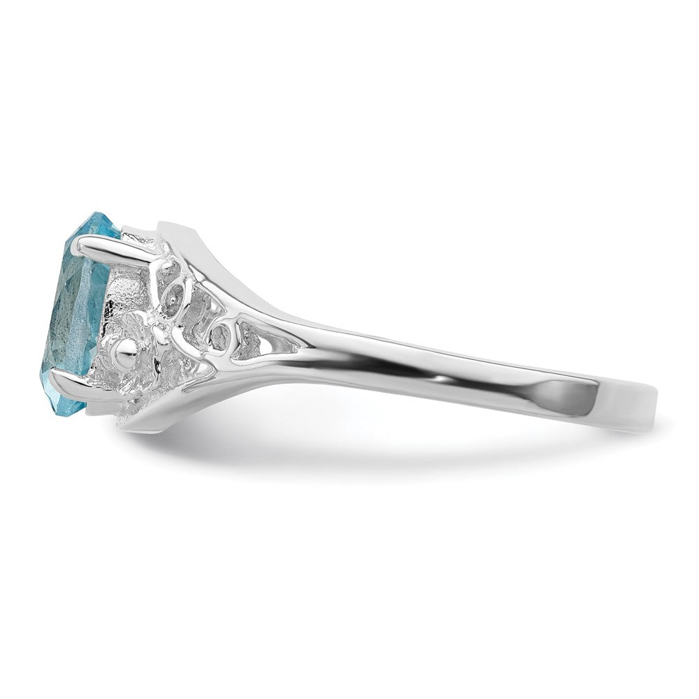 Sterlingsilber Rhodium Blautopas Ring (size 8 Nur)