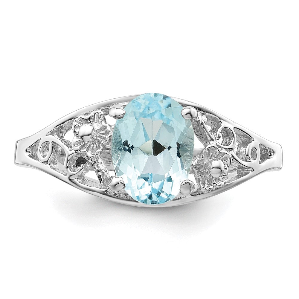 Sterlingsilber Rhodium Blautopas Ring (size 8 Nur)