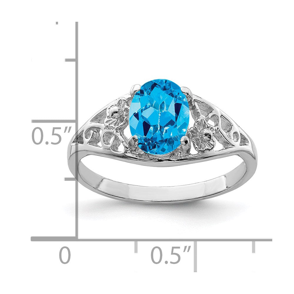 Sterlingsilber Rhodium Blautopas Ring (size 8 Nur)
