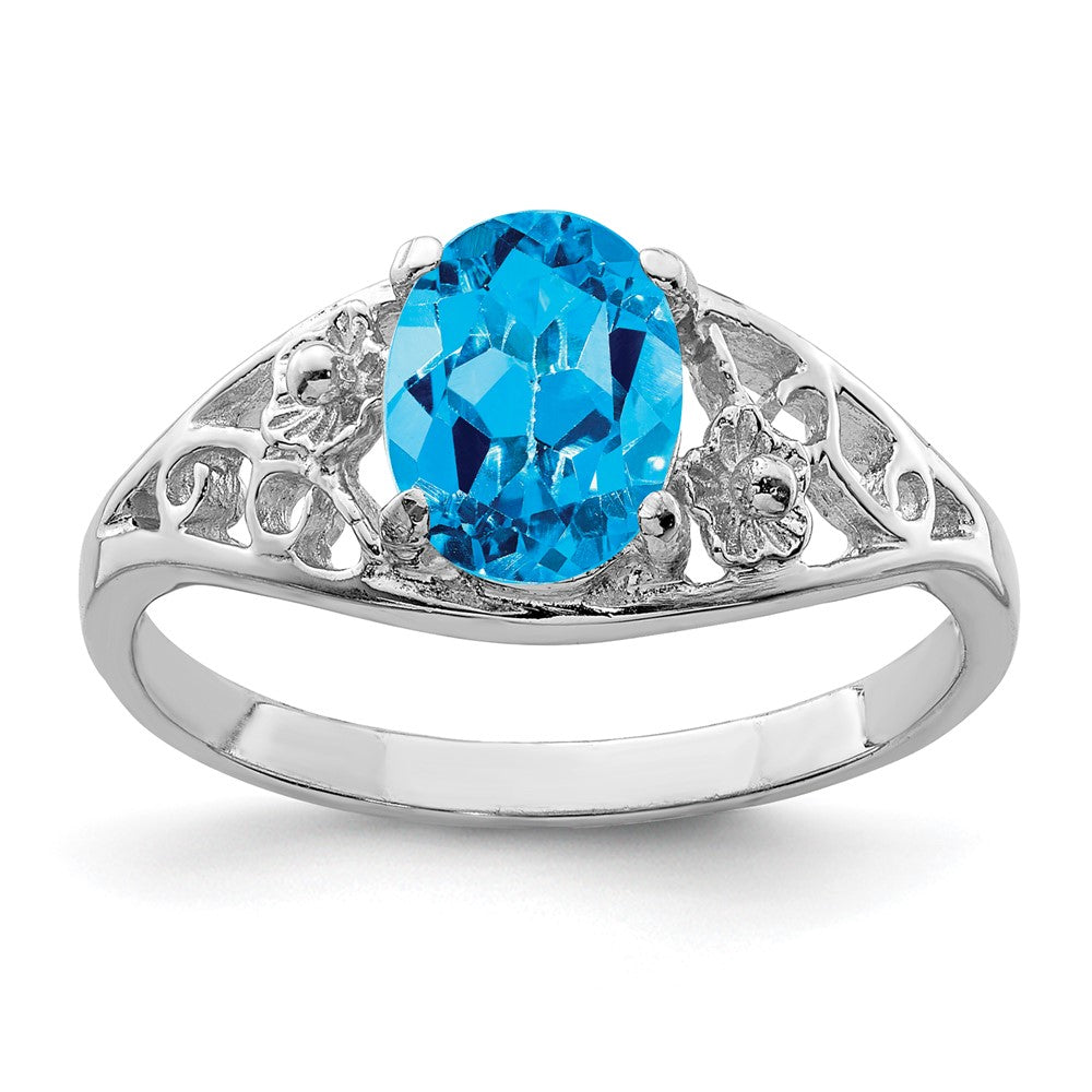 Sterlingsilber Rhodium Blautopas Ring (size 8 Nur)