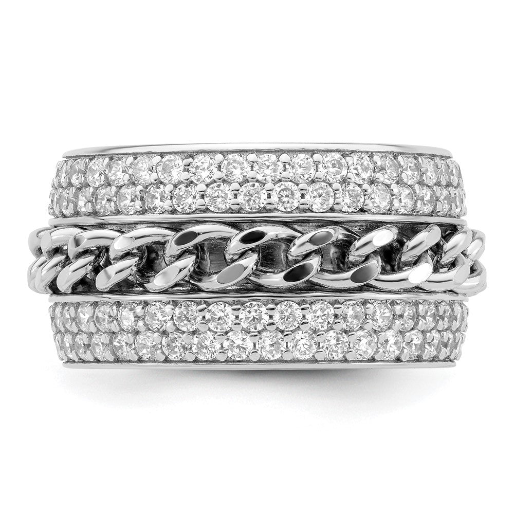 Sterlingsilber Rhodiniert Zirkonia Spinning Kette Mittig Ring