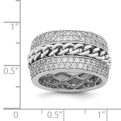 Sterlingsilber Rhodiniert Zirkonia Spinning Kette Mittig Ring